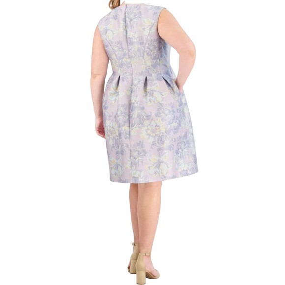 Vince Camuto Purple Gold Floral Jacquard Fit & Flare Cocktail Dress Sz 22W *** - Picture 2 of 4